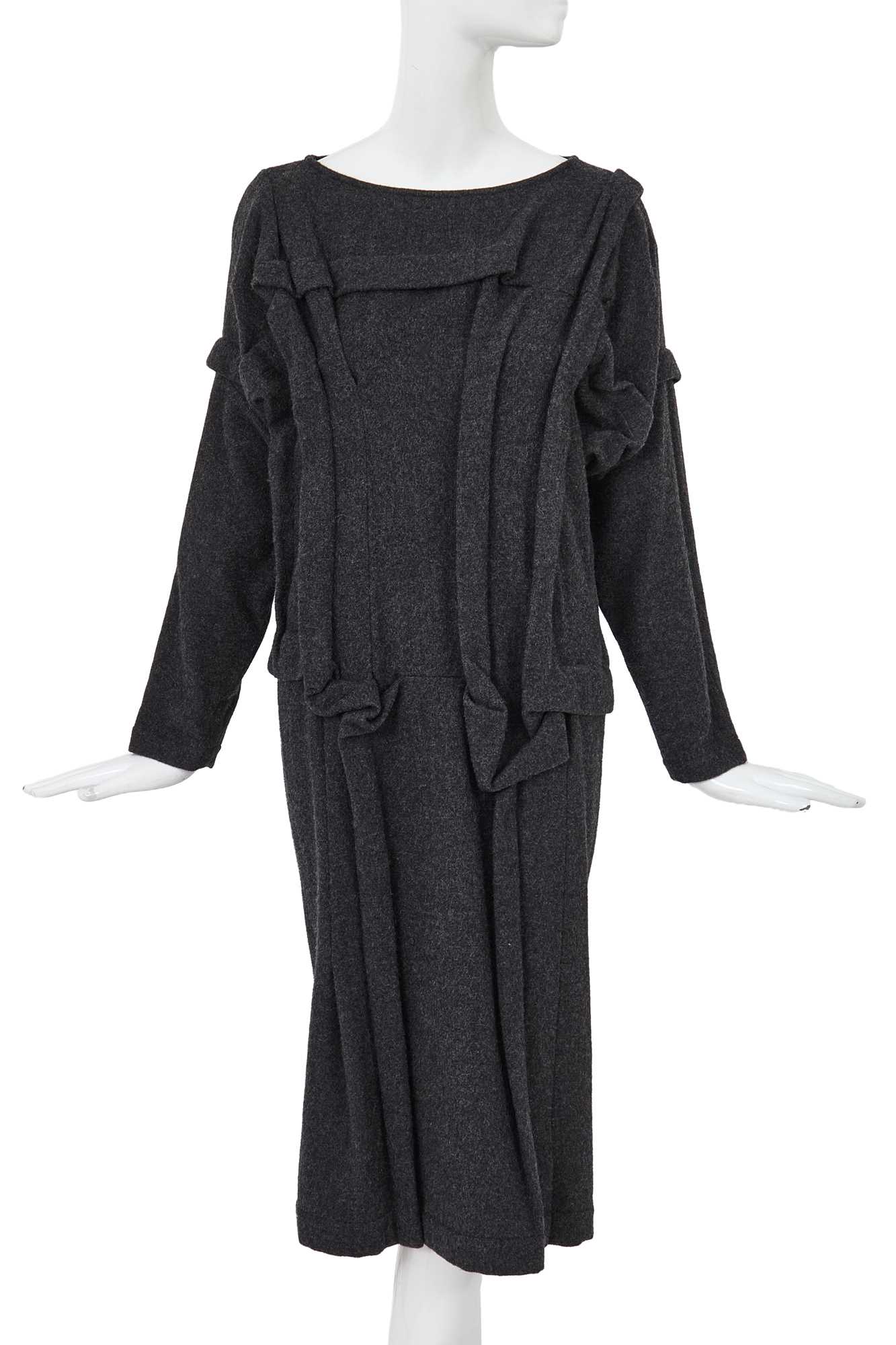 Lot 75 - A rare and important Comme des Garçons grey wool dress, ‘Gloves, Skirts, Quilted Big Coats’ collection, Autumn-Winter 1983-84