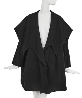 Lot 85 - A Comme des Garçons black wool coat, probably ‘Gloves, Skirts, Quilted Big Coats’ collection, Autumn-Winter 1983-84