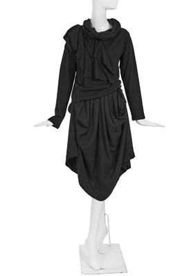 Lot 77 - A Comme des Garçons black wool ensemble, ‘Gloves, Skirts, Quilted Big Coats’ collection, Autumn-Winter 1983-84 s)’ collection, Autumn-Winter 1984-85
