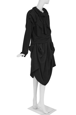 Lot 77 - A Comme des Garçons black wool ensemble, ‘Gloves, Skirts, Quilted Big Coats’ collection, Autumn-Winter 1983-84 s)’ collection, Autumn-Winter 1984-85