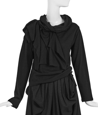 Lot 77 - A Comme des Garçons black wool ensemble, ‘Gloves, Skirts, Quilted Big Coats’ collection, Autumn-Winter 1983-84 s)’ collection, Autumn-Winter 1984-85