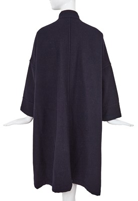 Lot 82 - A Comme des Garçons ink blue wool coat, probably ‘Gloves, Skirts, Quilted Big Coats’ collection, Autumn-Winter 1983-84