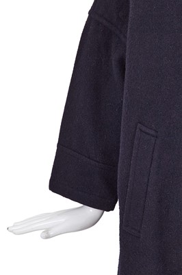 Lot 82 - A Comme des Garçons ink blue wool coat, probably ‘Gloves, Skirts, Quilted Big Coats’ collection, Autumn-Winter 1983-84