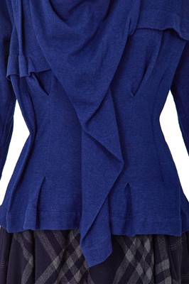 Lot 76 - A Comme des Garçons blue wool-blend ensemble, ‘Gloves, Skirts, Quilted Big Coats’ collection, Autumn-Winter 1983-84