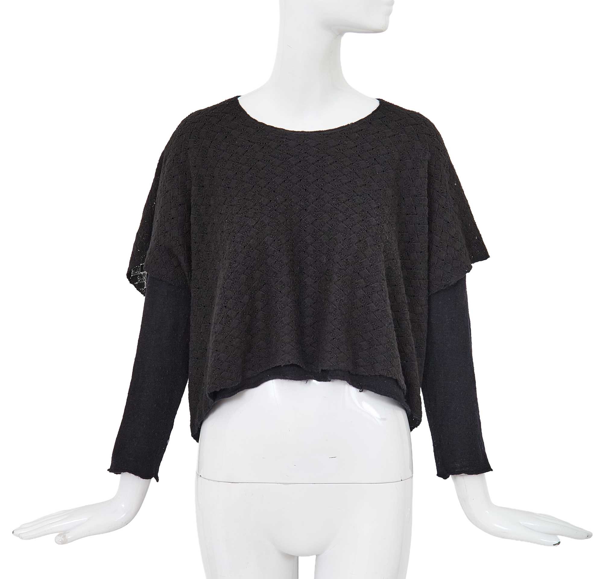 Lot 83 - A Comme des Garçons black wool double-layered top, probably ‘Gloves, Skirts, Quilted Big Coats’ collection, Autumn-Winter 1983-84