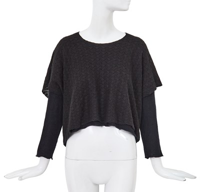 Lot 83 - A Comme des Garçons black wool double-layered top, probably ‘Gloves, Skirts, Quilted Big Coats’ collection, Autumn-Winter 1983-84