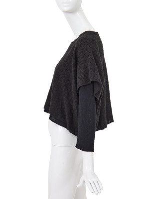 Lot 83 - A Comme des Garçons black wool double-layered top, probably ‘Gloves, Skirts, Quilted Big Coats’ collection, Autumn-Winter 1983-84