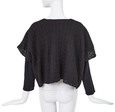 Lot 83 - A Comme des Garçons black wool double-layered top, probably ‘Gloves, Skirts, Quilted Big Coats’ collection, Autumn-Winter 1983-84