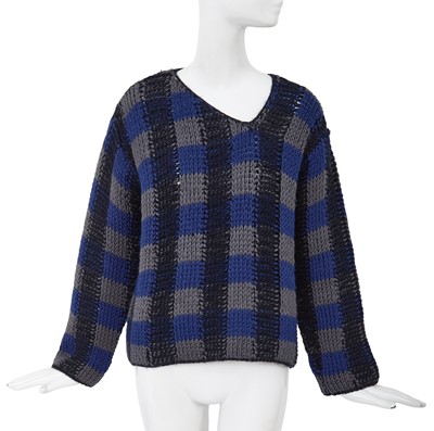 Lot 74 - A Comme des Garçons blue, grey and black checked wool sweater circa 1983