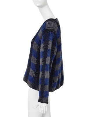 Lot 74 - A Comme des Garçons blue, grey and black checked wool sweater circa 1983