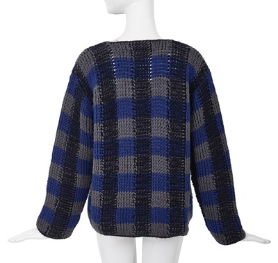 Lot 74 - A Comme des Garçons blue, grey and black checked wool sweater circa 1983