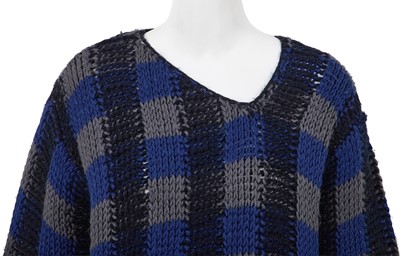 Lot 74 - A Comme des Garçons blue, grey and black checked wool sweater circa 1983