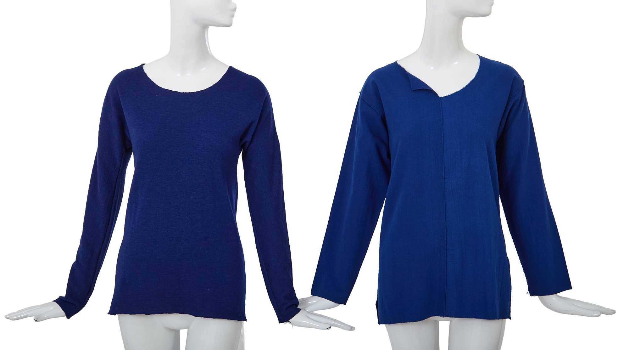 Lot 84 - Two Comme des Garçons blue wool tops, ‘Gloves, Skirts, Quilted Big Coats’ collection, Autumn-Winter 1983-84