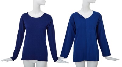 Lot 84 - Two Comme des Garçons blue wool tops, ‘Gloves, Skirts, Quilted Big Coats’ collection, Autumn-Winter 1983-84