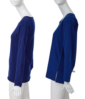 Lot 84 - Two Comme des Garçons blue wool tops, ‘Gloves, Skirts, Quilted Big Coats’ collection, Autumn-Winter 1983-84