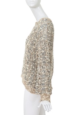 Lot 70 - A Comme des Garçons distressed beige cotton-hemp blend knitted sweater, probably ‘Patchworks and X’ collection, Spring-Summer 1983