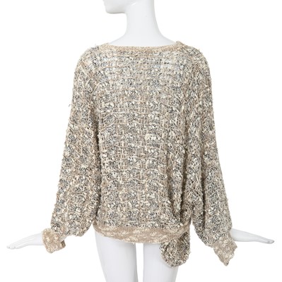 Lot 70 - A Comme des Garçons distressed beige cotton-hemp blend knitted sweater, probably ‘Patchworks and X’ collection, Spring-Summer 1983