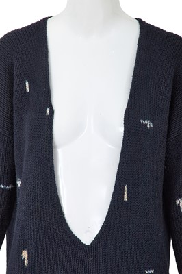 Lot 88 - A Comme des Garçons navy and white knitted cotton vareuse sweater probably ‘Round Rubber’ collection, Spring-Summer 1984