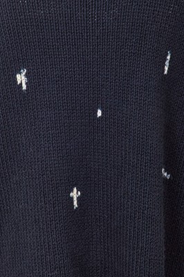 Lot 88 - A Comme des Garçons navy and white knitted cotton vareuse sweater probably ‘Round Rubber’ collection, Spring-Summer 1984