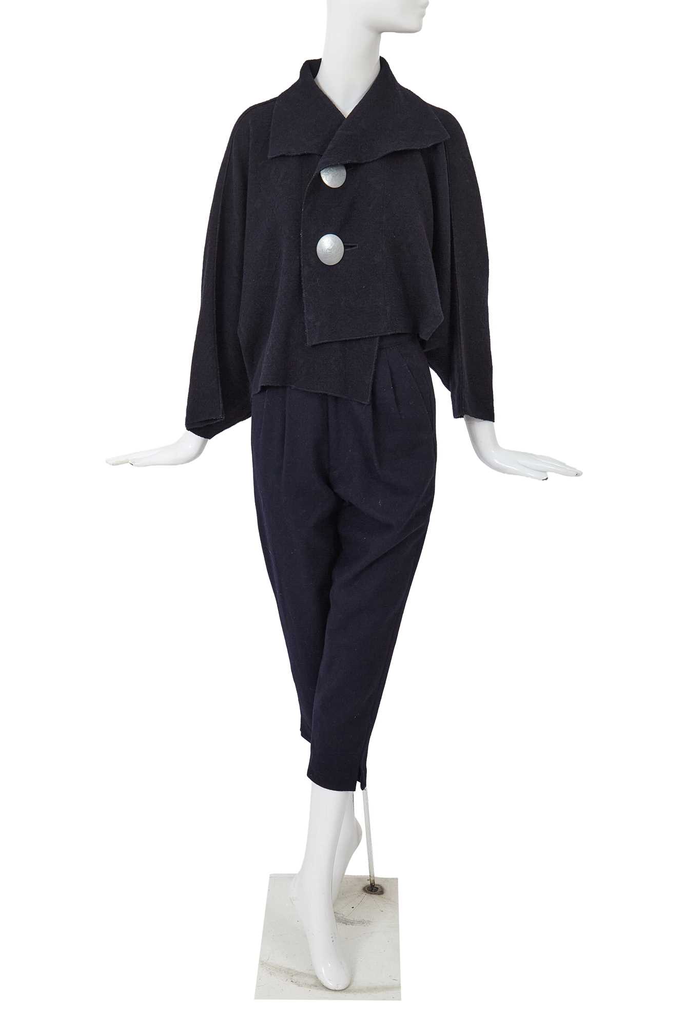 Lot 72 - A Comme des Garçons ink blue wool ensemble, circa 1983
