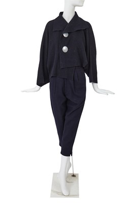 Lot 72 - A Comme des Garçons ink blue wool ensemble, circa 1983