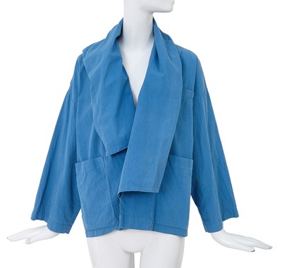 Lot 95 - A Comme des Garçons blue cotton top, ‘Mud-Dyed’ collection, Spring-Summer 1985
