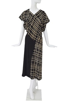 Lot 106 - A Comme des Garçons black and ivory checked crêpe dress, probably ‘Bias Cutting’ collection, Spring-Summer 1986