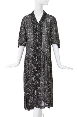 Lot 109 - A Comme des Garçons black and white printed polyester dress, ‘Bias Cutting’ collection, Spring-Summer 1986