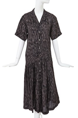 Lot 110 - A Comme des Garçons black and grey printed rayon dress, ‘Bias Cutting’ collection, Spring-Summer 1986
