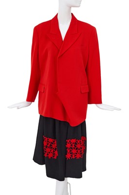 Lot 127 - A Comme des Garçons black and red wool ensemble, ‘Red is Black’ collection, Autumn-Winter 1988-89