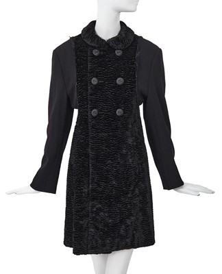 Lot 142 - A Comme des Garçons black rayon and faux astrakhan coat, ‘Synergy’ collection, Autumn-Winter 1993-94