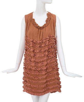 Lot 151 - A Comme des Garçons beige fleeced rayon shift dress, ‘Transcending Gender’ collection, Spring-Summer 1995