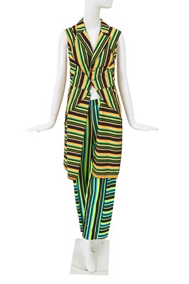 Lot 154 - A Comme des Garçons striped polyester ensemble, ‘Kaleidoscope’ collection, Spring-Summer 1996