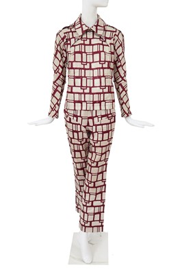Lot 211 - A Junya Watanabe/Comme des Garçons burgundy and grey woven suit, Spring-Summer 1996