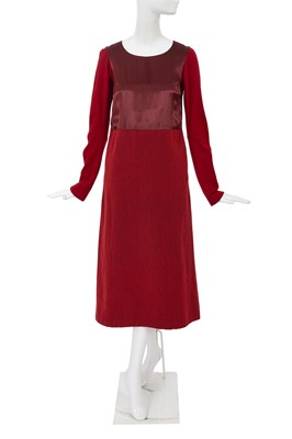 Lot 218 - A Junya Watanabe/Comme des Garçons red wool and satin dress, Autumn-Winter 1996-97
