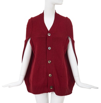 Lot 219 - A Junya Watanabe/Comme des Garçons red wool-blend cardigan, Autumn-Winter 1996-97