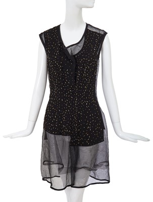 Lot 161 - A Comme des Garçons beaded black wool and mesh dress, ‘Adult Punk’ collection, Autumn-Winter 1997-98