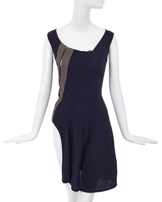 Lot 164 - A Comme des Garçons striped blue and navy cashmere dress, ‘Fusion’ collection, Autumn-Winter 1998-99