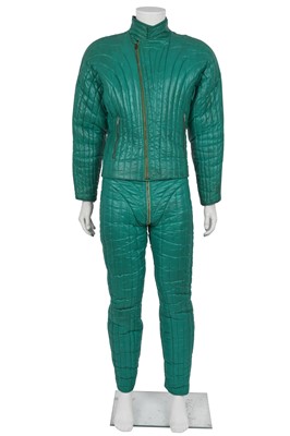 Lot 545 - A rare Antony Price men's teal puffer suit, 1981-84