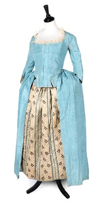 Lot 124 - A blue watered silk maternity robe à la...