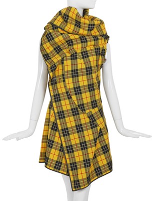 Lot 172 - A Comme des Garçons yellow tartan wool coat-dress, ‘Transformed Glamour’ collection, Autumn-Winter 1999-2000