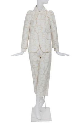 Lot 184 - A Comme des Garçons numerical print cotton ensemble, ‘Ethnic Couture (White)’ collection, Spring-Summer 2002