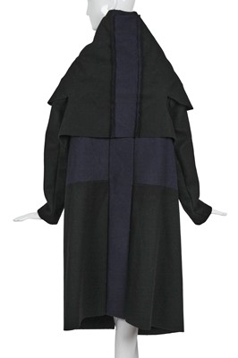 Lot 187 - A Comme des Garçons blue and black felted wool coat, ‘Square’ collection, Autumn-Winter 2003-04