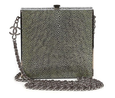 Lot 33 - A Chanel shagreen box-clutch, modern, with...