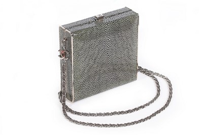Lot 33 - A Chanel shagreen box-clutch, modern, with...