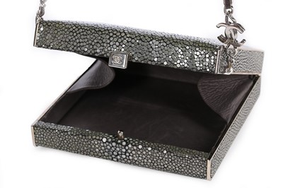 Lot 33 - A Chanel shagreen box-clutch, modern, with...