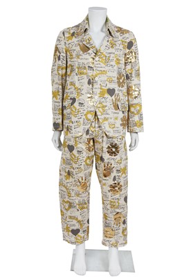 Lot 257 - A Comme des Garçons men's printed brown and white striped cotton suit, Spring-Summer 2007