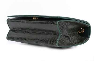 Lot 29 - A Chanel emerald green quilted lizard-skin bag,...