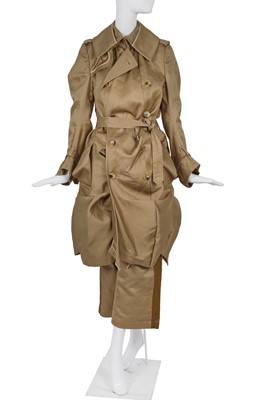 Lot 240 - A Junya Watanabe/Comme des Garçons beige cotton gabardine trench coat ensemble, Spring-Summer 2007