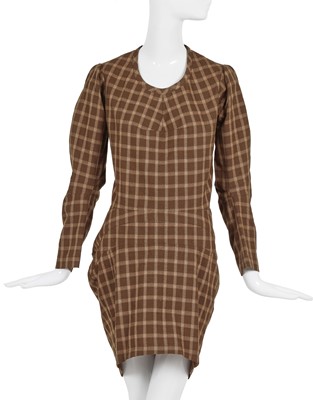 Lot 210 - A Junya Watanabe/Comme des Garçons brown, beige and red checked wool dress, Autumn-Winter 1995-96